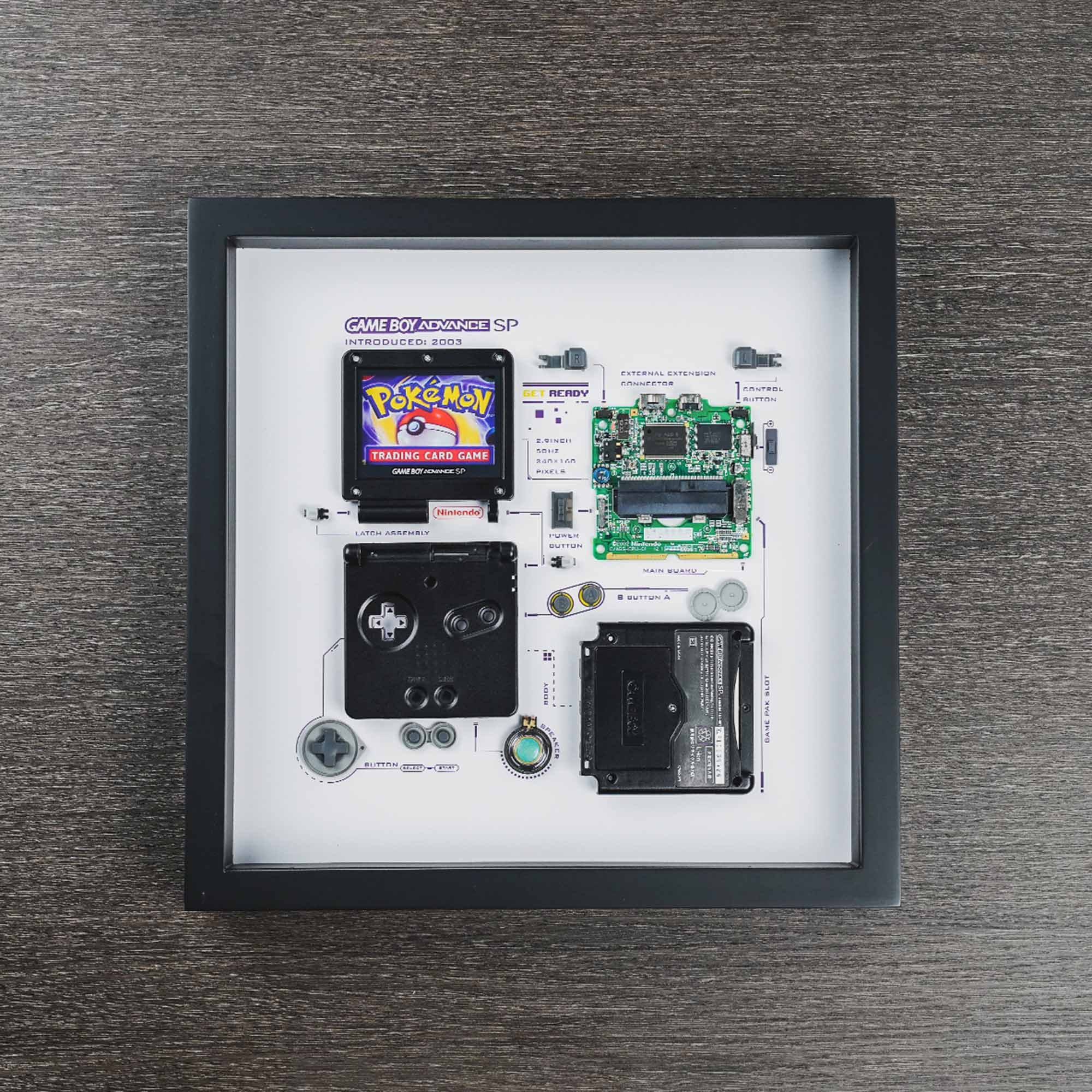 Framed Nintendo Game Boy Advince SP GBA Disassembled Game Framed Nintendo Game Boy Advince SP GBA Disassembled Game