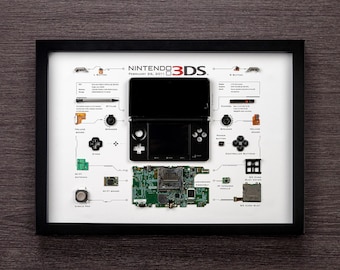 Enmarcado Nintendo 3DS consola de juegos desmontada pared arte regalos para amigos decoración de la pared decoración del hogar