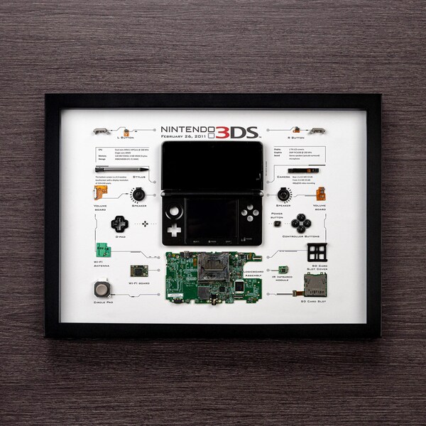 Framed Nintendo 3DS Disassembled Game Console Wall Art Gifts for Friends Wall Decor Home Decor