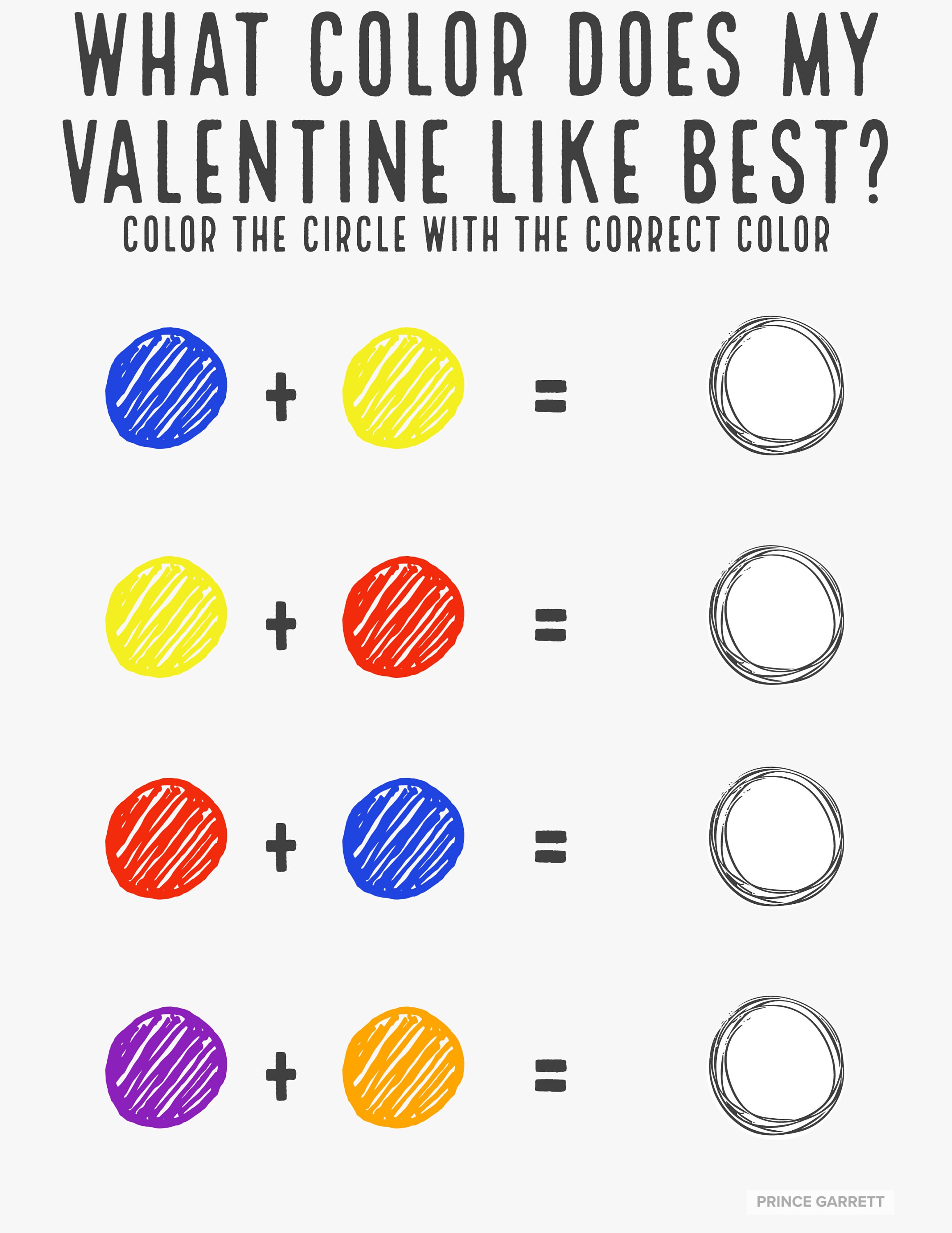Mixing Colors Worksheet What Color Does My Valentine Like  Etsy UK