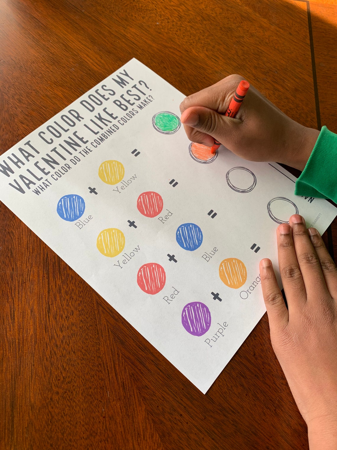 Mixing Colors Worksheet What Color Does My Valentine Like | Etsy
