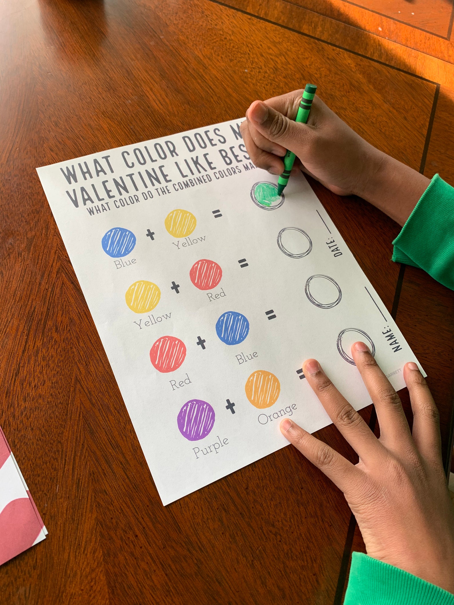 Mixing Colors Worksheet What Color Does My Valentine Like Etsy UK
