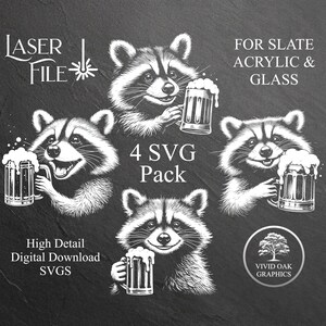Bundle raton laveur - 4 fichiers de gravure ardoise, fichiers SVG en téléchargement numérique instantané pour gravure sur ardoise sur sous-verres acrylique et verre