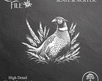 Pheasant Engraving File: Slate, Acrylic & Glass SVG (Digital Download)