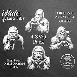 Bigfoot Love SVG Bundle: Slate, Acrylic & Glass Engraving (Digital Download, 4 Files)