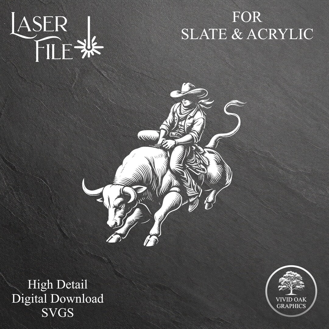 Bull Rider 4 High Detail Engrave File SVG, Digital Download Files for ...