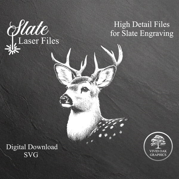 White Tail Deer - SLATE Engrave File, SVG, Digital Download File for Slate Engraving on Coasters Awards Plaques Picture Frames Hanging Signs