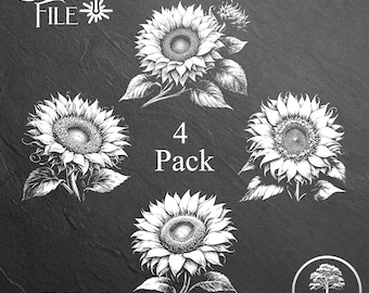 Sunflower Laser Engrave SVG: Slate, Acrylic, Glass (Digital Download)