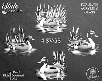 Northern Pintail Duck Slate Engrave Files – 4 SVG Laser Designs (Digital Download)