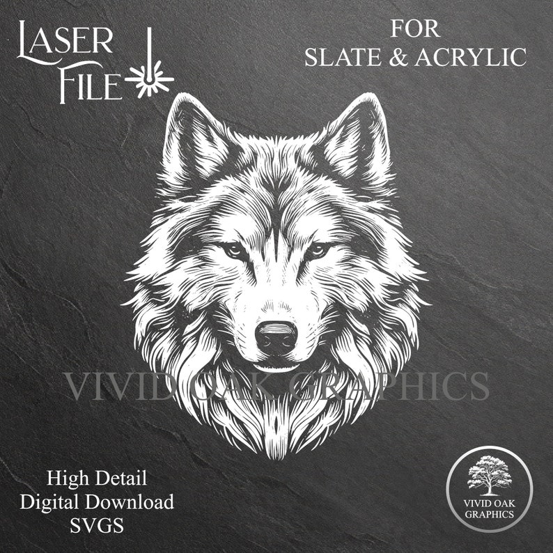 Wolf Engraving SVG File: Laser Cut Design for Slate & Acrylic (digital ...