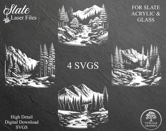 Mountain Hike, Laser Engraving Files, SVG Bundle, Slate, Glass and Acrylic