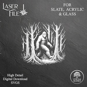 Bigfoot SVG Laser Engrave File: Slate, Acrylic, Glass (Digital Download)