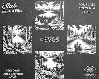 Hiking, Laser Engraving Files, SVG Bundle, Slate, Glass and Acrylic