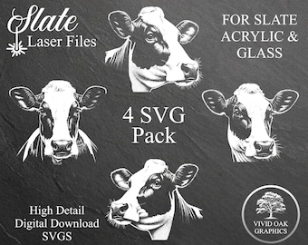 Holstein Cow SVG Bundle, Laser Engraving Files, Farmhouse Decor (Digital Download)