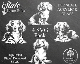 Miniature Dachshund SVG Pack for Slate, Acrylic Engraving (Digital Download)