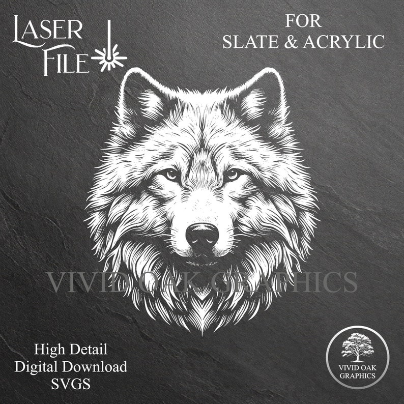 Wolf Engraving SVG File: Laser Cut Slate, Acrylic, Glass (digital ...