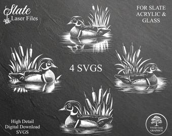 Wood Duck Slate Engrave Files – 4 SVG Laser Designs (Digital Download)