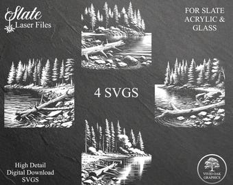 Lakeshore Slate Laser Files | 4 SVG Bundle for Glass Acrylic & Slate