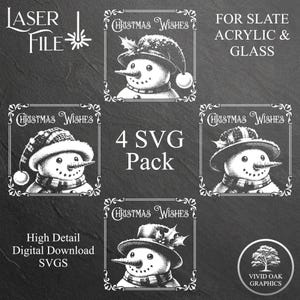 Weihnachtswünsche Bundle - 4 SCHIEFER Gravur Dateien, SVG Sofortiger digitaler Download Dateien für Schiefer Gravur auf Untersetzer Acryl & Glas
