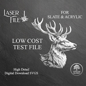 Deer TEST-bestand SVG - voor leisteen en acrylgravure, goedkope testbestand voor Lightburn, GlowForge, XTool, enz.