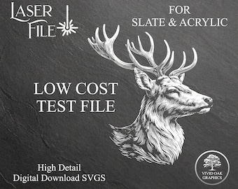 Deer Laser Engraving SVG Test File | Low‑Cost Slate, Glass and Acrylic Engrave Design