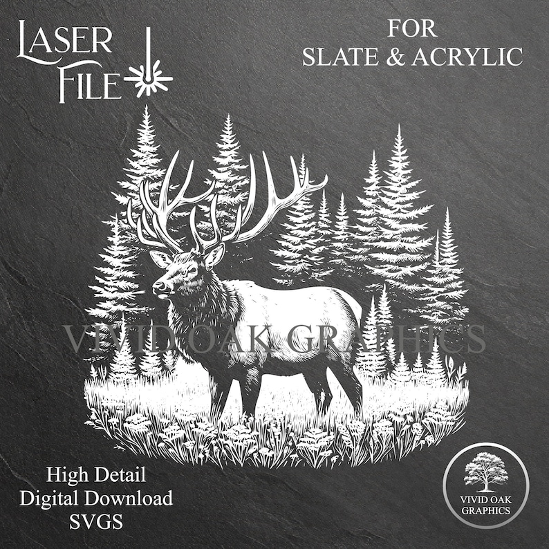 Elk Rack Svg Elk Forest Laser Engraving SVG Bundle | Slate & Glass Coaster Design - Etsy