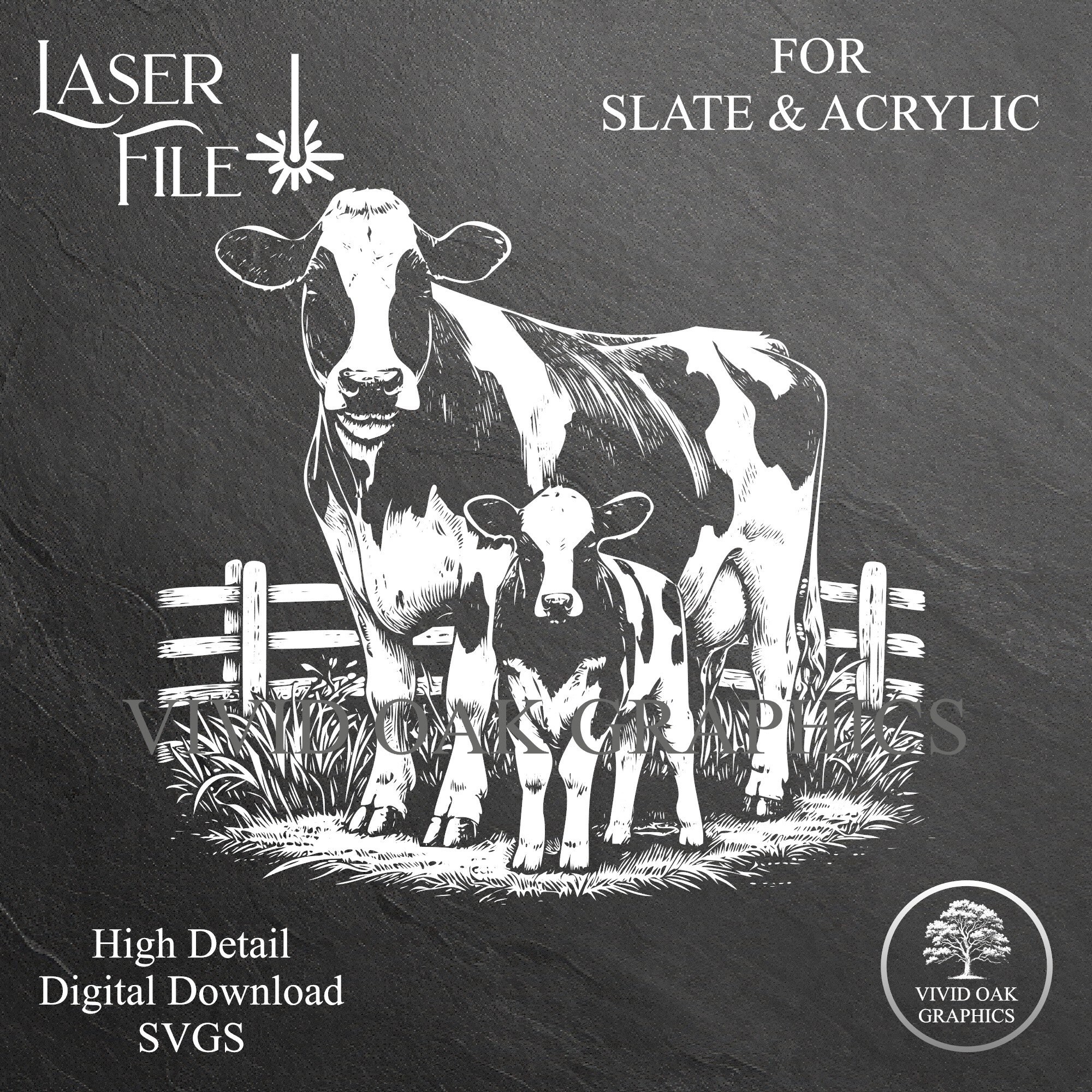 Holstein Cow SVG: Laser Engrave File for Slate & Acrylic (digital ...