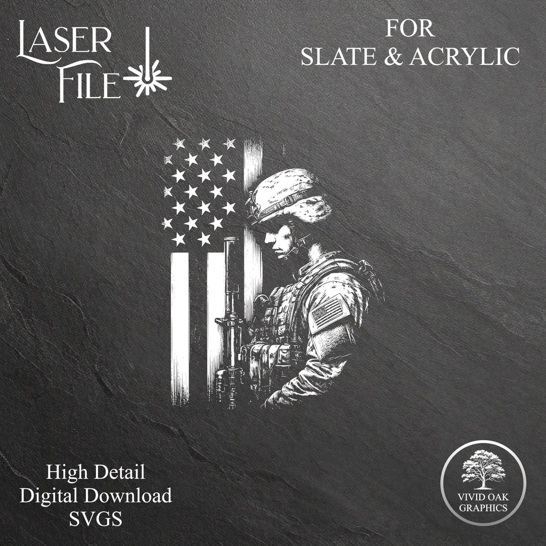 American Soldier SVG: Laser Engrave File for Slate & Acrylic (digital ...