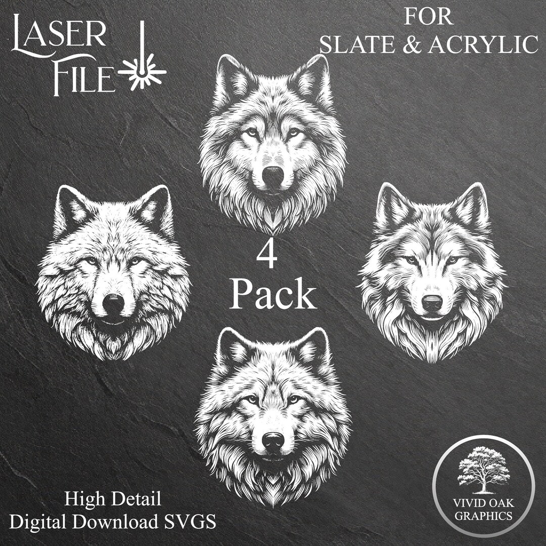 Wolf Engrave SVG Bundle: Slate, Acrylic & Glass (digital Download) - Etsy