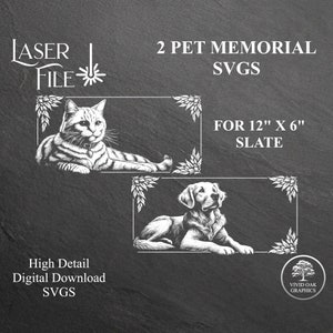 Haustier-Gedenk-Bundle - 2 SCHIEFER Gravurdateien, SVG Sofortiger digitaler Download-Dateien zum Gravieren auf Haustier-Gedenktafeln