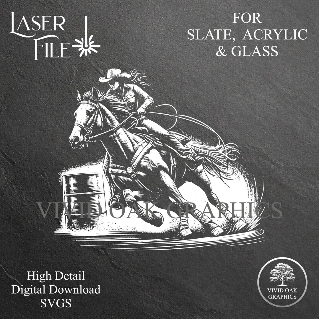 Barrel Racer SVG: High Detail Engrave File for Slate, Acrylic, Glass ...