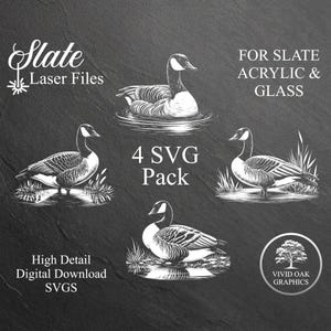 Canada Goose-bundel - 4 LEISTEEN-graveerbestanden, digitale SVG-downloadbestanden voor gravure op leisteen onderzetters, dienbladen, acryl en glas