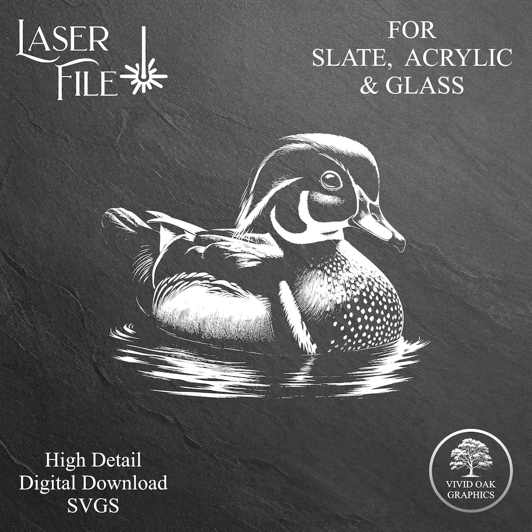 Wood Duck Engrave SVG File: Slate, Acrylic & Glass (digital Download ...
