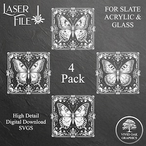 Butterfly Engraving SVG Bundle: Slate, Acrylic & Glass (Digital Download)