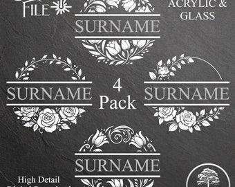 Pacote de Monograma Floral SVG: Arquivos para Gravação em Ardósia, Acrílico e Vidro (Download Digital)
