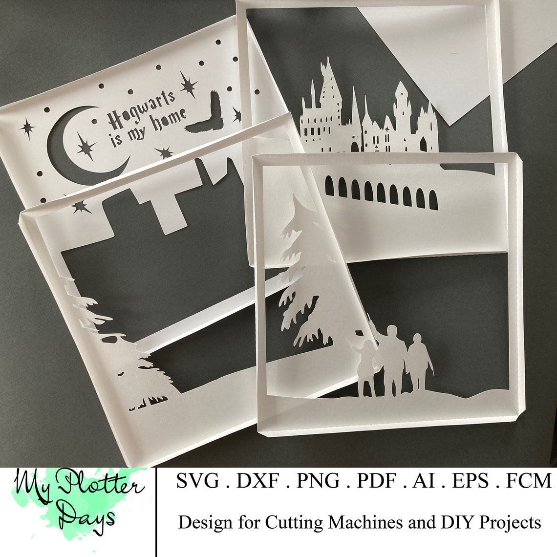 Harry Potter Lightbox SVG Paper Cut Template Ai Hogwarts Etsy
