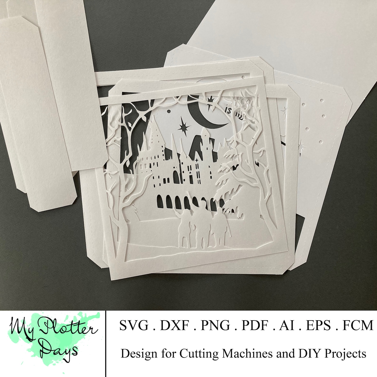 Harry Potter Lightbox SVG Paper Cut Template Ai Hogwarts Etsy