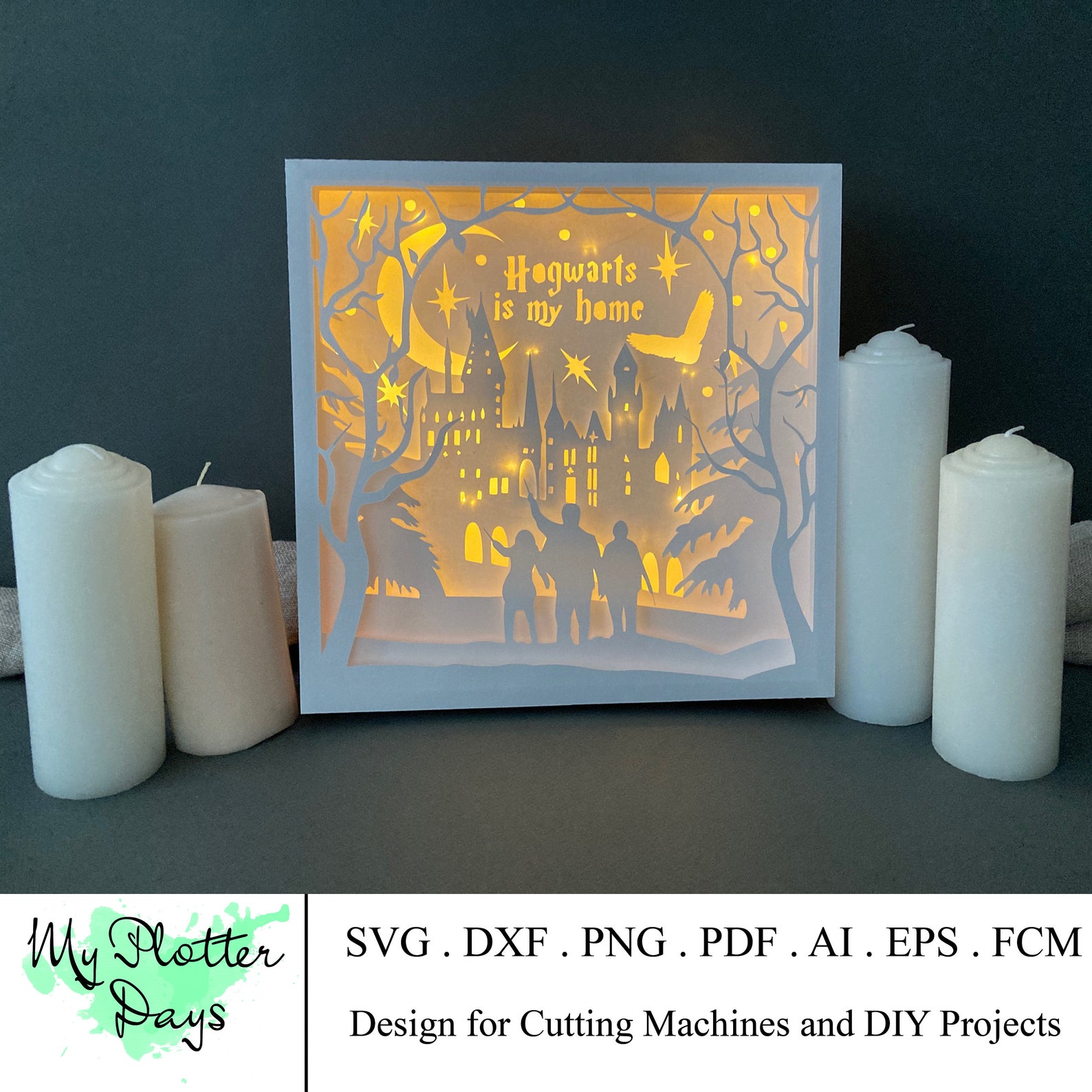 Harry Potter Lightbox SVG Paper Cut Template Ai Hogwarts Etsy