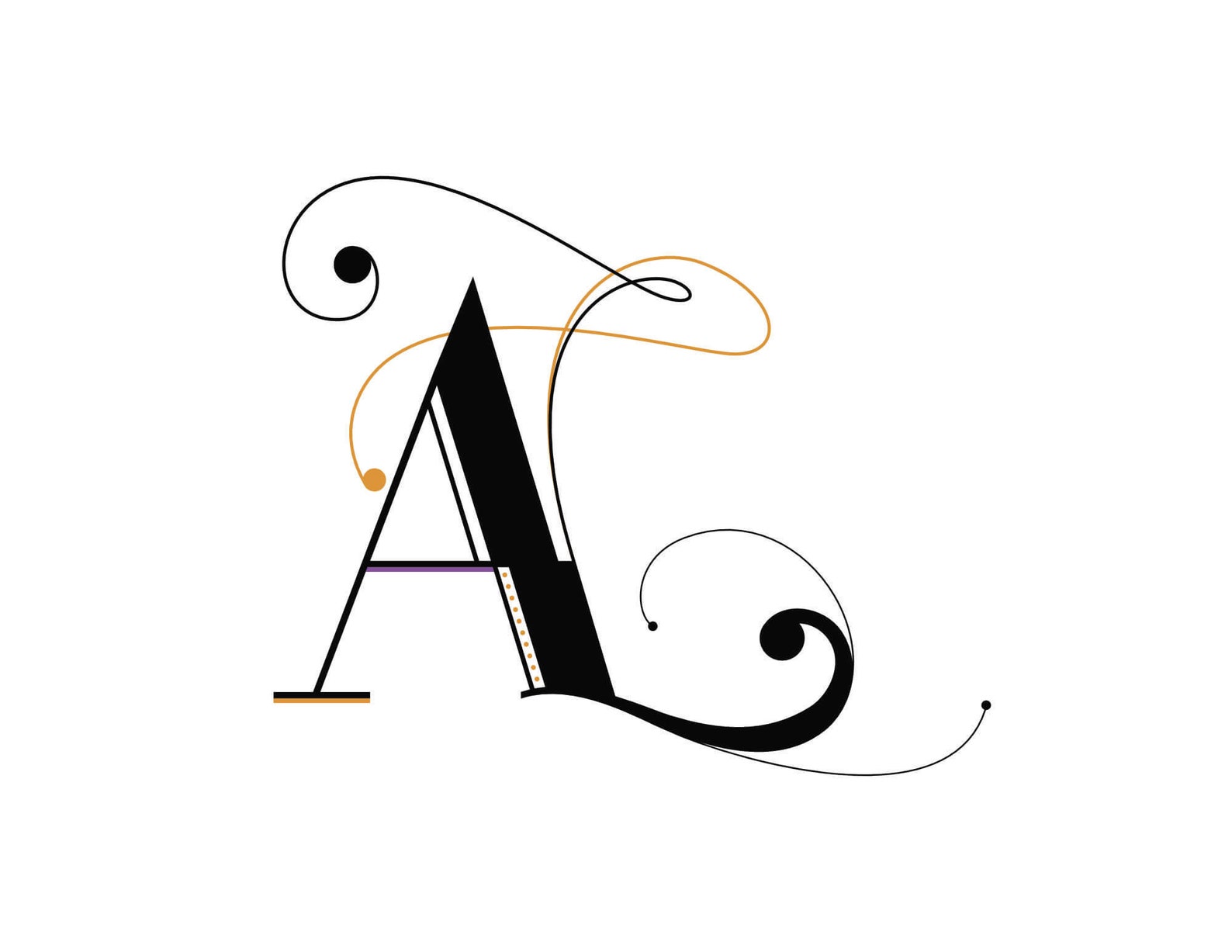 Embellished Letter A Monogram Typography Design Wall Art | Etsy