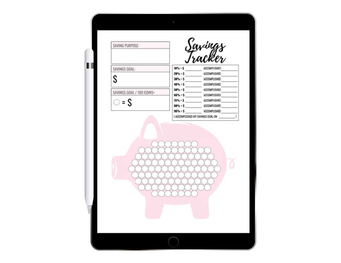 Pink Savings Goal Tracker Piggy Bank Printable/digital - Etsy