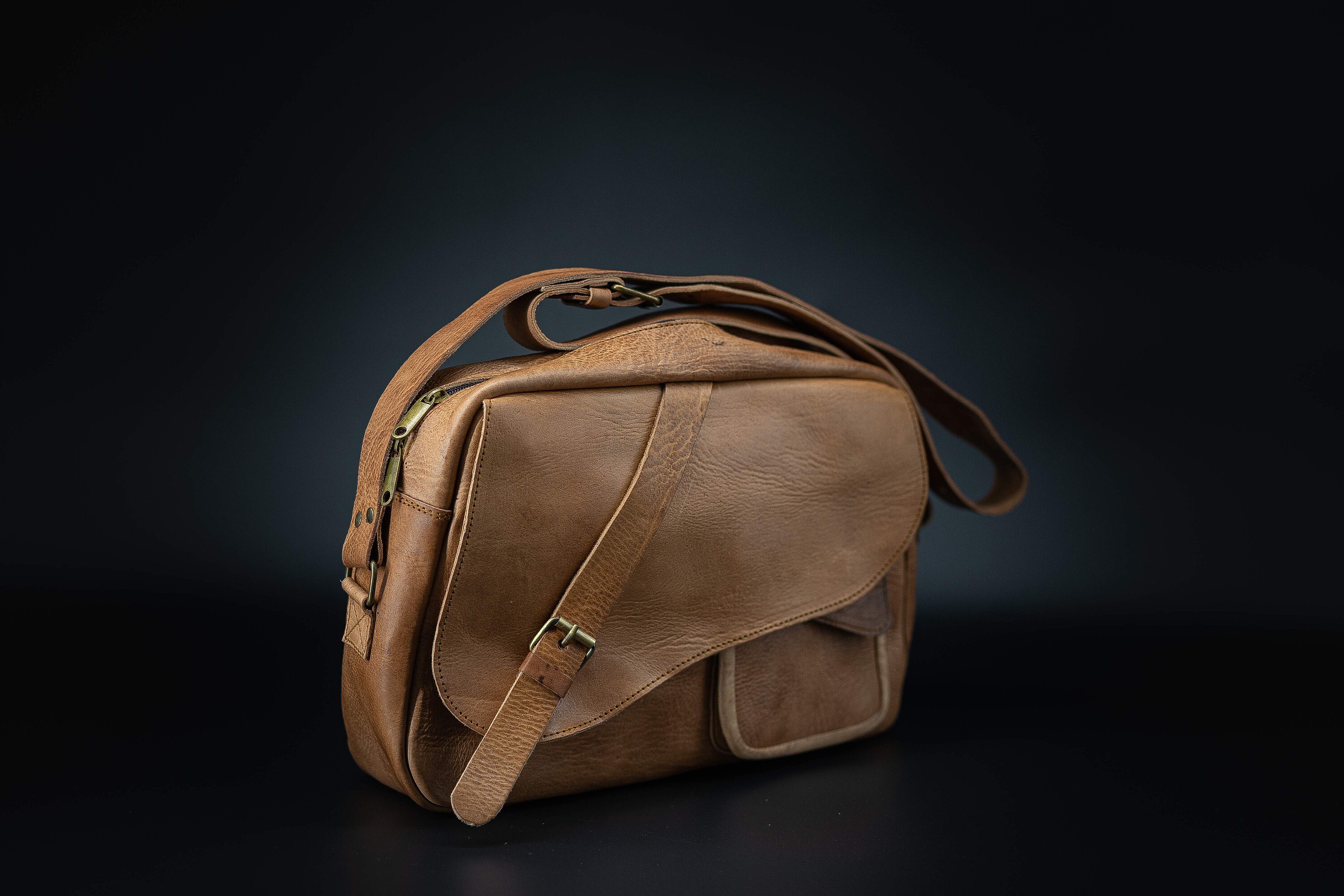 Leather Briefcase Gold Leather Briefcase Bag for Menleather Etsy