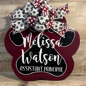 Paw print Bulldog Door Hanger