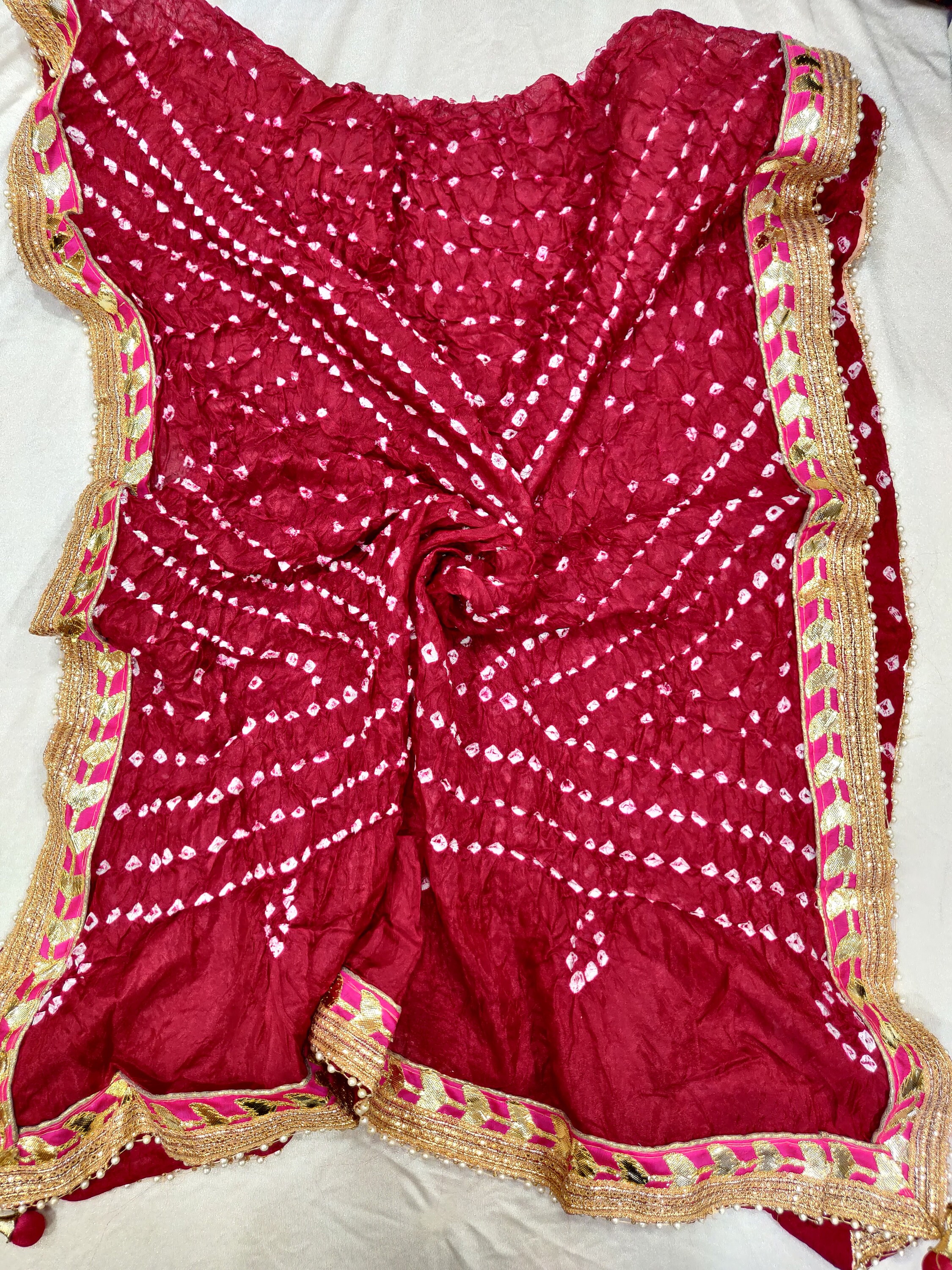 green gown with red dupatta