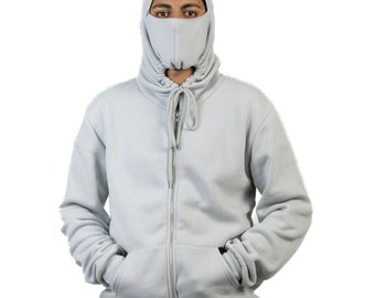 Hoodie Mask Sweatshirt Full-Zip, GLACIER.