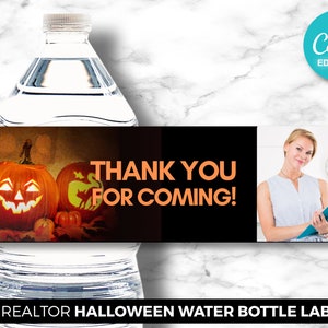 Halloween Real Estate Small Water Bottle Label, Mini, Realtor Marketing, Real Estate Marketing, Digital Download, Real Estate Farming