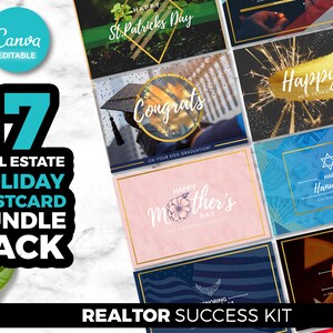 17 Paquete de postales navideñas, Eventos, Agente de bienes raíces, Descarga digital de Canva, Editable, Plantilla de marketing de agentes inmobiliarios, Cohete de agentes inmobiliarios