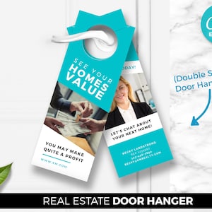 Real Estate Door Hanger, Realtor Door Hanger, Front Door Hanger, Real Estate Marketing, Digital Canva Download, Real Estate Farming