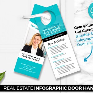 Real Estate Door Hanger, Realtor Door Hanger, Front Door Hanger, Real Estate Marketing, Digital Canva Download, Real Estate Farming,