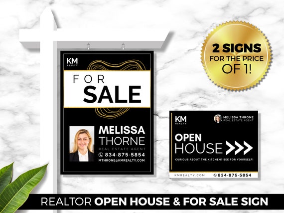 Real Estate For Sale Sign, Open House Sign, Real Estate Branding Kit, Real Estate Marketing, Digital Canva Download, For Sale Yard Sign