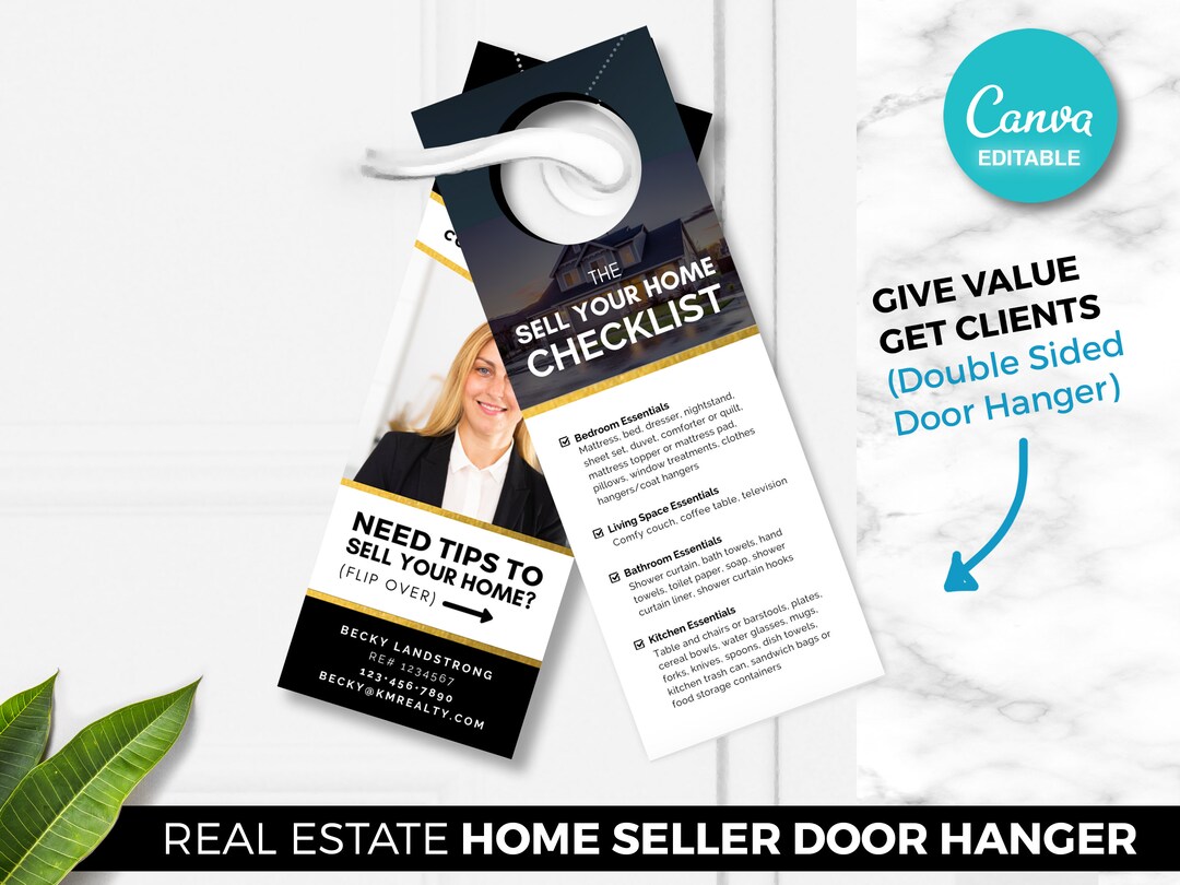 Real Estate Door Hanger, Realtor Door Hanger, Front Door Hanger, Real